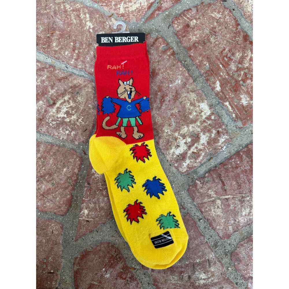 Ben Berger Novelty Socks Cheerleader Cat RAH!‎ RAH! Fun Colorful